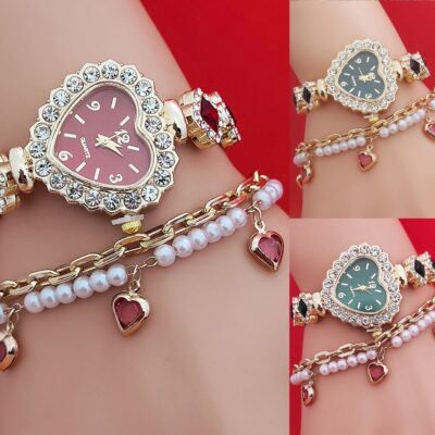 Women’s Heart-Shaped Watch & Bracelet Set