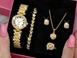 Full Diamond Luxury Bracelet Watch Suit Women's Quartz