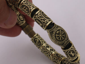 Viking Odin Rune Compass Beard Beaded Alloy Bracelet