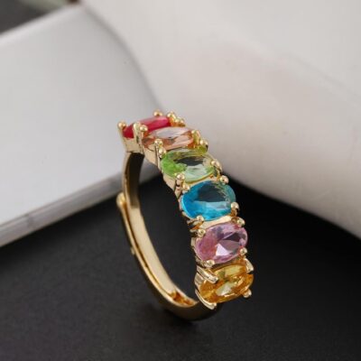Women's All-match Simple Retro Color Zircon Ring