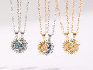 2pcs Necklace Sun And Moon Magnetic Pendant Clavicle Chain Necklace For Couple Lovers