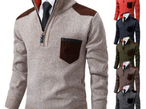 Pullover Men Sweater Thick Polo Shirts Korean Half Zipper Cold Blouse Stand Collar Autumn Winter Outerwear Luxury Cloth