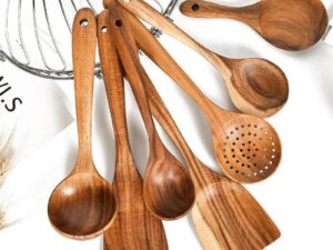 Teak Natural Wood Tableware Spoon Ladle Turner Rice Colander Soup Skimmer Cooking Tool Sets Spoon Scoop Kitchen Tools Gadgets