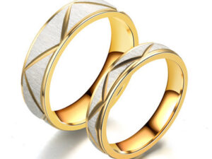 Titanium steel couple ring 24K gold stainless steel ring