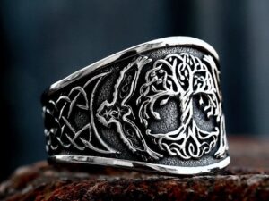 European And American Fashion Gemstone Retro Titanium Steel Ring For Men