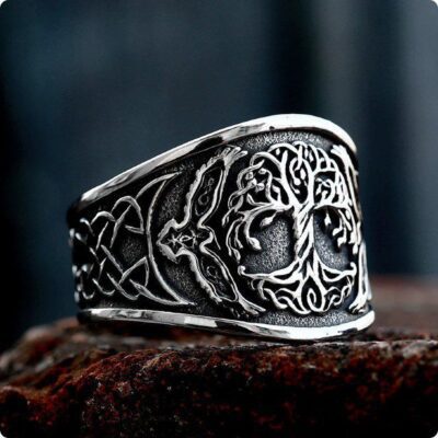 European And American Fashion Gemstone Retro Titanium Steel Ring For Men