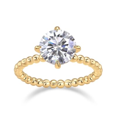 Forget-me-not - A Wedding Ring Set With 3-carat Top-quality Moissanite S925 Silver And Gold-plated Diamond. The Ring Can Be Inspected With A Diamond Pen