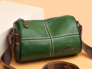 Casual Stitched Genuine Leather Women's Shoulder Bag