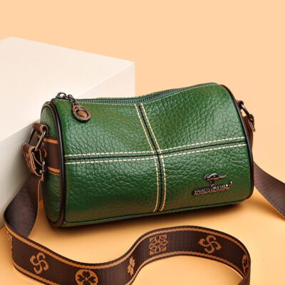 Casual Stitched Genuine Leather Women's Shoulder Bag