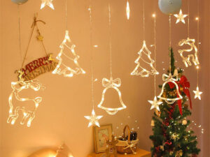 Christmas LED Suction Cup Chandelier Santa Claus Elk Snowman Lights Holiday Party Window Decor Lamps Battery Powered