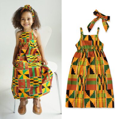 Girl's Strapless Strappy African Bohemian Dress