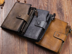 Handmade leather retro short wallet
