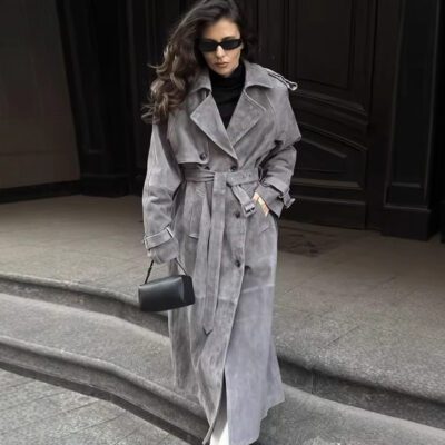 Womens Fashion Casual Mid Length Trench Coat Chic And Relaxed Fit Wool Outerwear