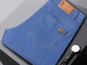 Men SpringSummer Denim Pants Loose Straight Leg Style Business Wear For Middle Aged Men