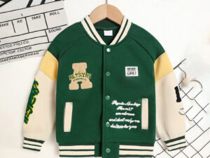Toddler Kids Girls Boy's Trendy Embroidery Letters Print Jacket Baseball Collar Sports Casual Coat Children's Wear