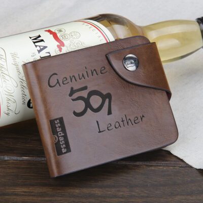 Men's Slim Trifold Wallet - Genuine Leather RFID Blocking Card Holder - Compact Design