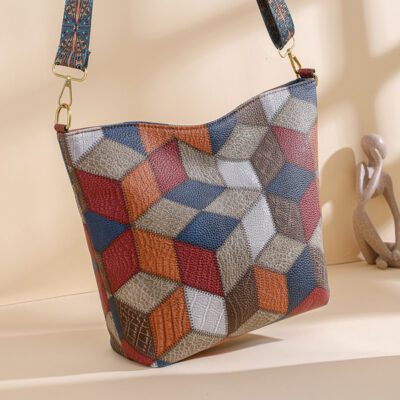 Contrast Color Casual Large Capacity Totes Multi Colors Stitching Fashionable Stylish