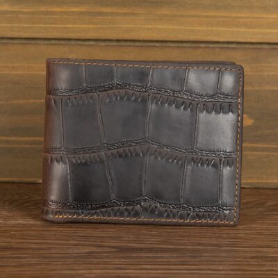 Men's Horizontal First-layer Cowhide Wallet In Silver
