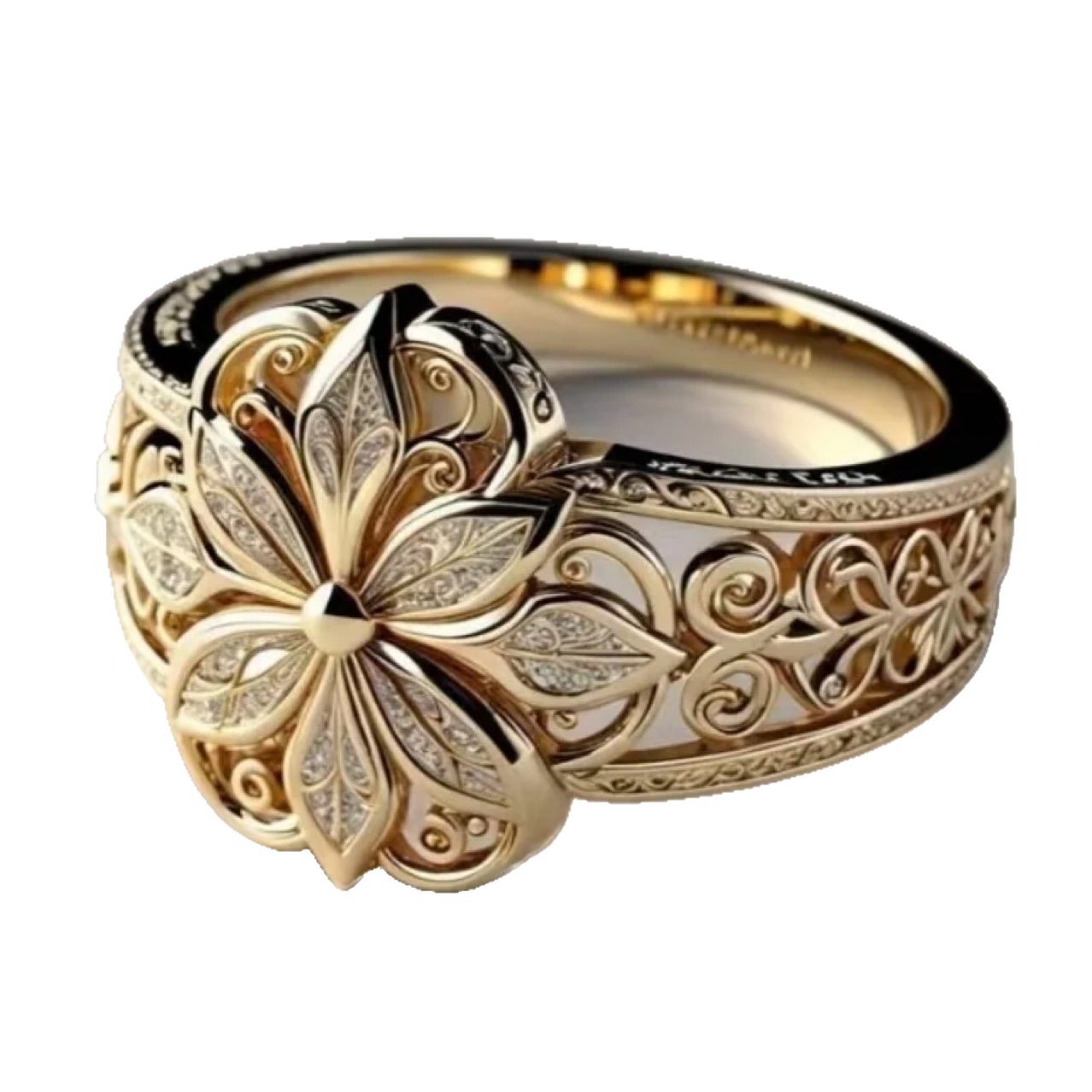 Women's 18K Gold Plated Hollow Flower Ring - Delicate French Style Statement Ring for Women - Image 6