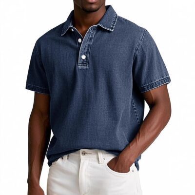 Men's Stylish Solid-color Vintage Short-sleeve Lapel Polo Shirt