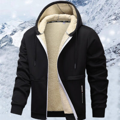 Men’s Heavyweight Sherpa-Lined Hoodie – Thick Fleece Winter Jacket & Zipper Sweatshirt