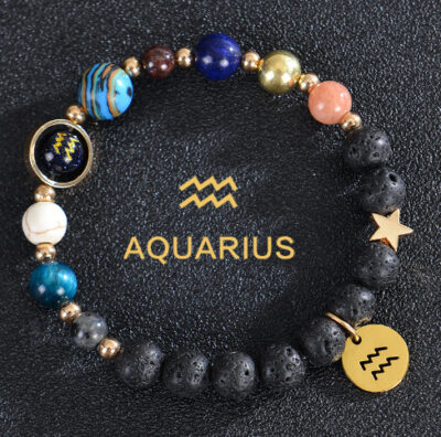 Engraved Womens Constellation Volcanic Stone Bracelet