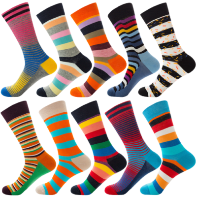 Men's and Women's Unisex Striped Crew Socks